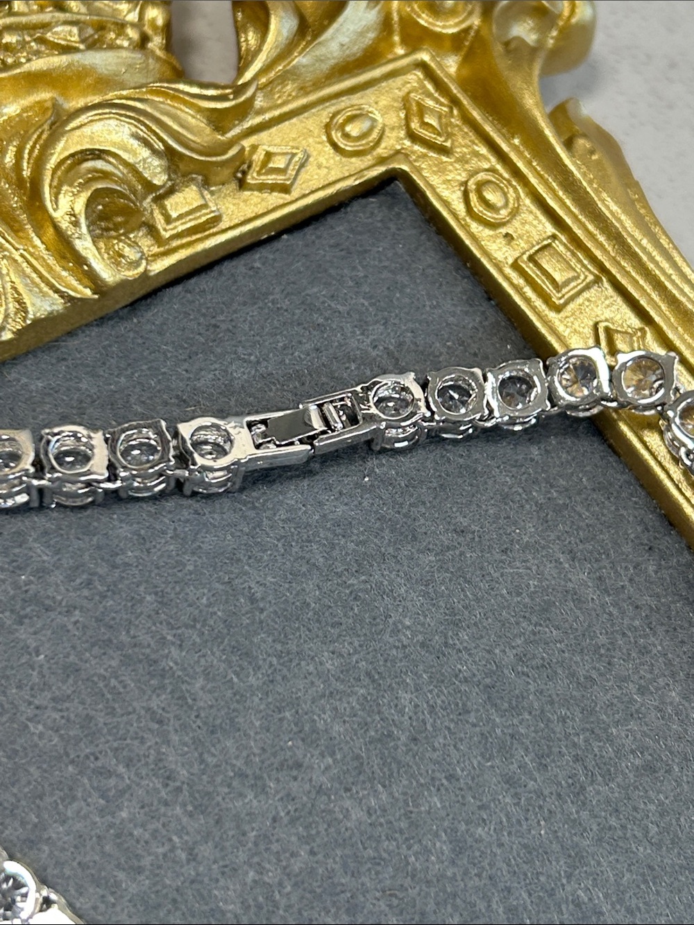 Silver Clear Crystal Tennis Necklace - Elegant Sparkle - Picture 10 of 10